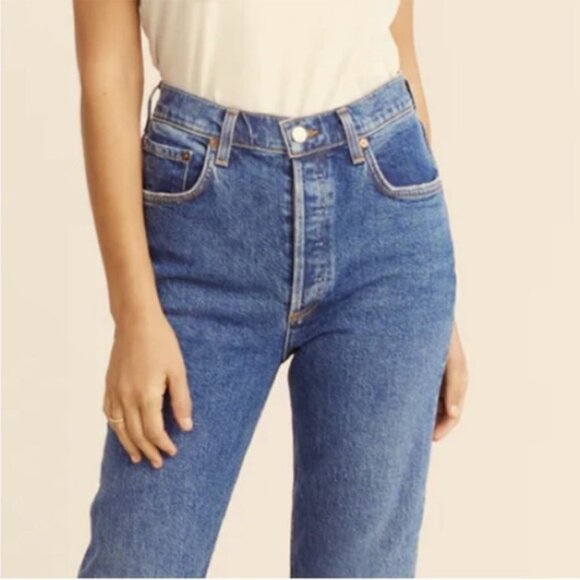 Agolde Riley Jeans Size 31 Frequency Riley High Rise Straight Crop - Picture 2 of 9